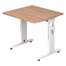 Hoogteverstelbaar bureau MEGA 8 W met walnoten blad en wit onderstel van hjh OFFICE PRO