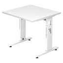 Hoogteverstelbaar bureau MEGA 8 W in wit met vierkant tafelblad van hjh OFFICE PRO