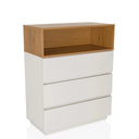 Commode MELMO K in wit en eiken met drie laden en een open vak van hjh LIVING