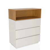 Commode MELMO K in wit en eiken met drie laden en een open vak van hjh LIVING