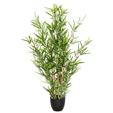 Kunstplant MINI BAMBUS met groene bambiebladeren in een zwarte pot van hjh OFFICE