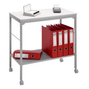Grijze multifunctionele tafel MOBIL 1679 met één aflegplateau en vier zwenkwielen van hjh OFFICE PRO