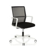 Professionele bureaustoel MOVE-TEC NET 3D W in wit en zwart met netrugleuning en rolvoet van hjh OFFICE