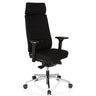 Professionele bureaustoel MOVE-TEC PRO 3D met zwarte stoffen bekleding, hoofdsteun en zilverkleurig onderstel van hjh OFFICE