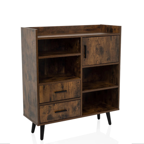 Bruine Commode MYRDAL met twee laden, een kastvak en open planken van hjh LIVING