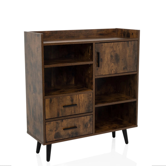 Bruine Commode MYRDAL met twee laden, een kastvak en open planken van hjh LIVING