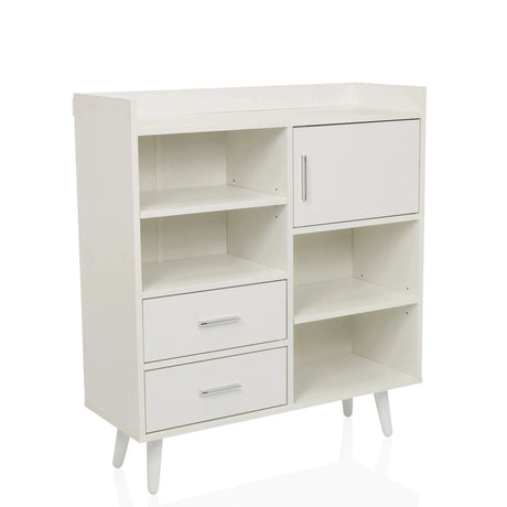 Witte Commode MYRDAL met open vakken, twee laden en een kastje van hjh LIVING