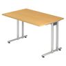 Bureau NANO 12 S in beukenlook met zilverkleurig metalen frame van hjh OFFICE PRO