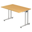 Bureau NANO 12 S in beukenlook met zilverkleurig metalen frame van hjh OFFICE PRO