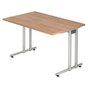 Bureau NANO 12 S in walnoot-look met zilverkleurig frame van hjh OFFICE PRO
