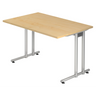 Bureau NANO 12 S in esdoorn-look met zilverkleurig frame van hjh OFFICE PRO