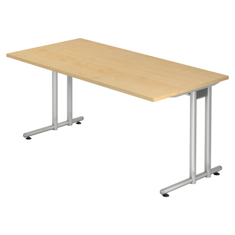 Bureau NANO 16 S met licht esdoornhout-look en zilverkleurig metalen frame van hjh OFFICE PRO