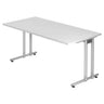 Bureau NANO 16 S met wit tafelblad en zilverkleurige metalen poten van hjh OFFICE PRO