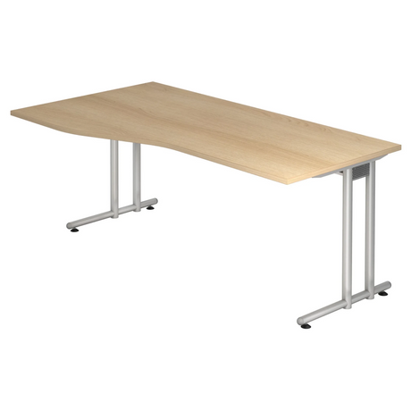 Bureau NANO 18 S in eikenlook met zilverkleurige poten en een gebogen bureaublad van hjh OFFICE PRO