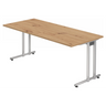 Bureau NANO 19 S met een tafelblad in rustiek eiken en zilverkleurige poten van hjh OFFICE PRO