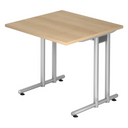 Bureau NANO 8 S met eikenkleurig blad en zilverkleurig metalen frame van hjh OFFICE PRO
