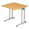 Bureau NANO 8 S met beukenkleurig blad en zilverkleurig metalen onderstel van hjh OFFICE PRO