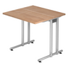 Bureau NANO 8 S met blad in walnoot natuur en zilverkleurig onderstel van hjh OFFICE PRO