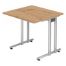 Bureau NANO 8 S met licht eikenhouten blad met noesten en zilverkleurig onderstel van hjh OFFICE PRO