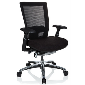 High end bureaustoel NOVA PRO ALU in zwart met netrugleuning en glanzend onderstel van hjh OFFICE