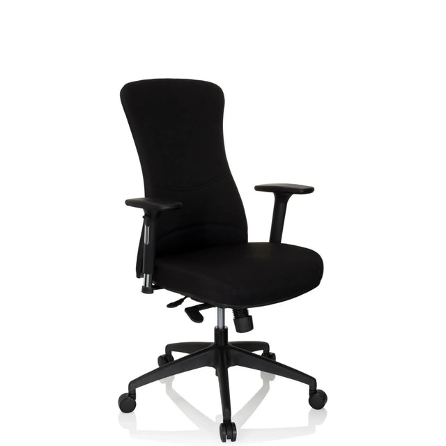 Zwarte professionele bureaustoel OFFICE XT PRO met armleuningen en kruisvoet van hjh OFFICE