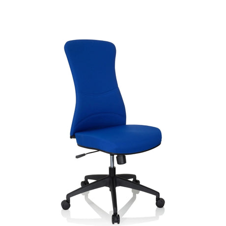 Blauwe Professionele bureaustoel OFFICE XT met stoffen bekleding en zwart kruisvoet met wieltjes van hjh OFFICE