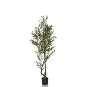 Groene Kunstplant OLIVE I met smalle groei in een zwarte plantenpot van hjh OFFICE