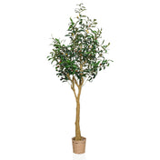 Kunstplant OLIVE II in het groen met gevlochten mandpot en natuurlijke stam van hjh OFFICE