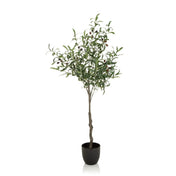 Groene Kunstplant OLIVE in de vorm van een olijfboom met zwarte pot van hjh OFFICE