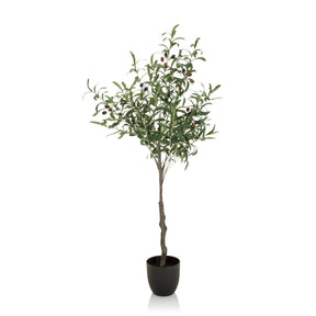 Groene Kunstplant OLIVE in de vorm van een olijfboom met zwarte pot van hjh OFFICE