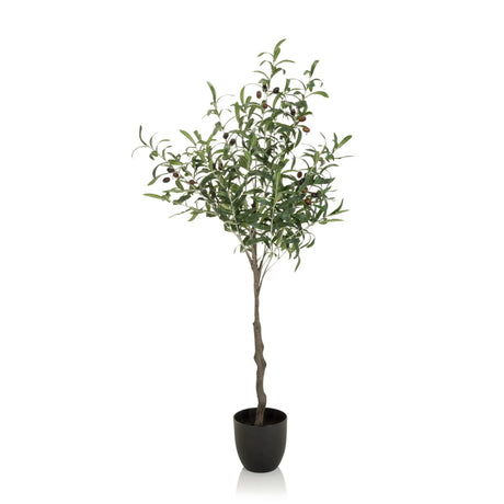 Groene Kunstplant OLIVE in de vorm van een olijfboom met zwarte pot van hjh OFFICE