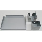 Zilverkleurige metalen ORGSET accessoireset met een dienblad en twee organiseermanden van hjh OFFICE PRO