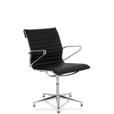 Zwarte bezoekerstoel PARIBA V IV met gestikte bekleding en glanzend chromen frame van hjh OFFICE