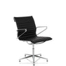 Zwarte bezoekerstoel PARIBA V IV met gestikte bekleding en glanzend chromen frame van hjh OFFICE
