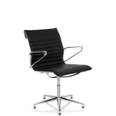 Zwarte bezoekerstoel PARIBA V IV met gestikte bekleding en glanzend chromen frame van hjh OFFICE