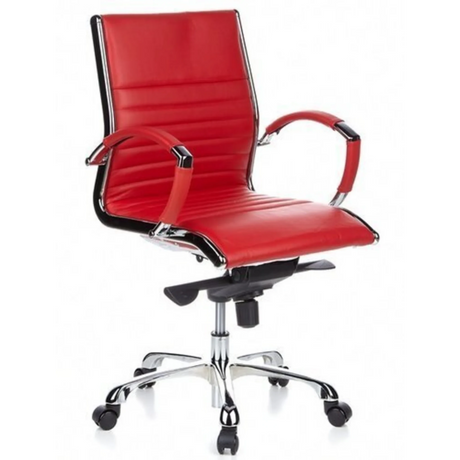 Rode Professionele directiestoel PARMA 10 met glanzende chroomaccenten en armleuningen van hjh OFFICE