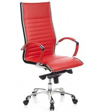 Roter Profi-Chefsessel PARMA 20 mit Quersteppung und verchromtem Fußkreuz von hjh OFFICE