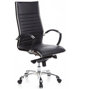 Profi-Chefsessel PARMA 20 mit schwarzem Kunstlederbezug und glänzenden Chromelementen von hjh OFFICE