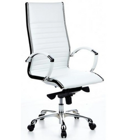 Profi-Chefsessel PARMA 20 in Cremeweiß mit horizontaler Steppung und Chromgestell von hjh OFFICE