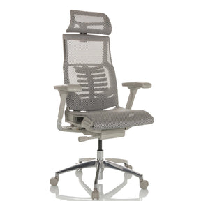 High end bureaustoel POFIT G GEN2 met lichtgrijze netbekleding en hoofdsteun van hjh OFFICE
