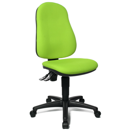 Thuisgebruik bureaustoel POINT 60 met groene bekleding en zwart kruisvoet met wielen van Topstar