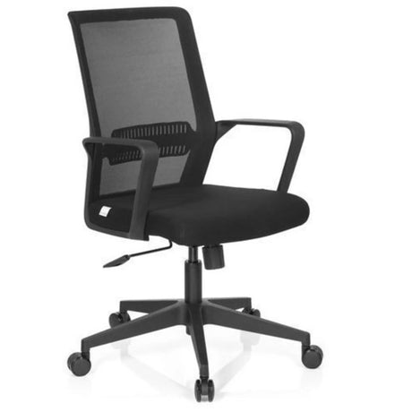 Zwarte Thuisgebruik bureaustoel PRESTON met netrugleuning en armleuningen van hjh OFFICE