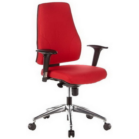 Roter Profi-Bürostuhl PRO-TEC 200 mit schwarzen Armlehnen und glänzendem Fußkreuz von hjh OFFICE