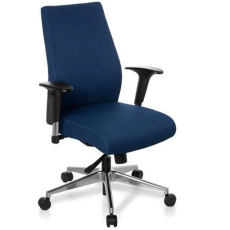 Professionele bureaustoel PRO-TEC 250 met donkerblauwe stoffen bekleding en zilverkleurig onderstel van hjh OFFICE