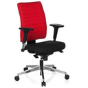 Profi-Bürostuhl PRO-TEC 350 in Schwarz-Rot mit Armlehnen und Aluminium-Fußkreuz von hjh OFFICE