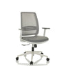 Grauer Homeoffice-Bürostuhl PROFONDO ECO W mit Netzrückenlehne und weißem Fußkreuz von hjh OFFICE