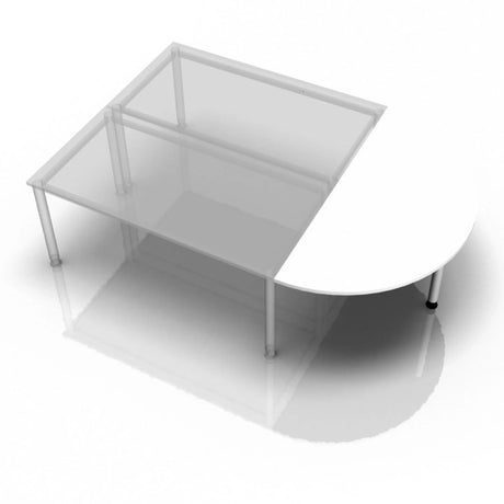 Witte bijzettafel QA60 / QA80 / QA160 met halfrond tafelblad en metalen poten van hjh OFFICE PRO