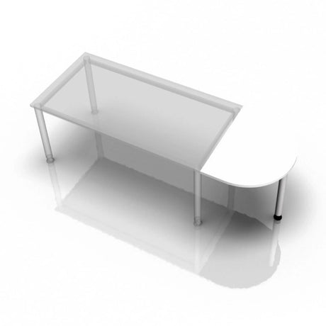 Witte bijzettafel QA60 / QA80 / QA160 met een halfrond blad en vier poten van hjh OFFICE PRO