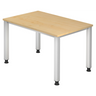 Hoogteverstelbaar bureau QUEO 12 S in esdoornlook met vier witte poten van hjh OFFICE PRO