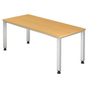 Hoogteverstelbaar bureau QUEO 19 S in beukenlook met zilverkleurige poten van hjh OFFICE PRO